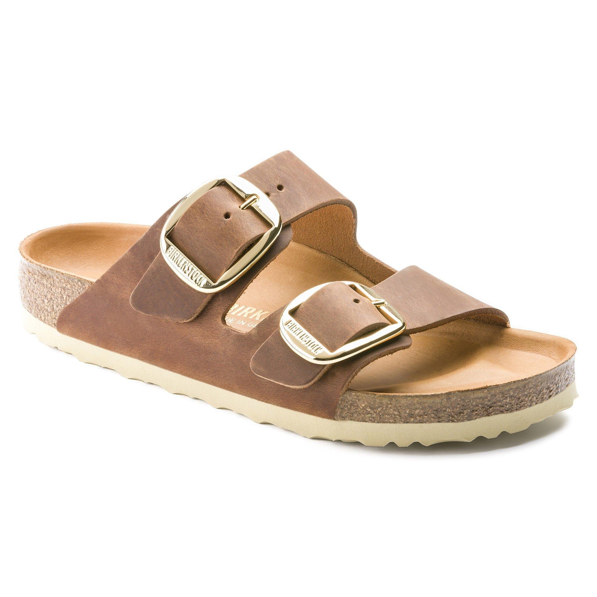 Birkenstock Womens Arizona Oiled Leather Big Buckle Detail Slide Sandals Product Image