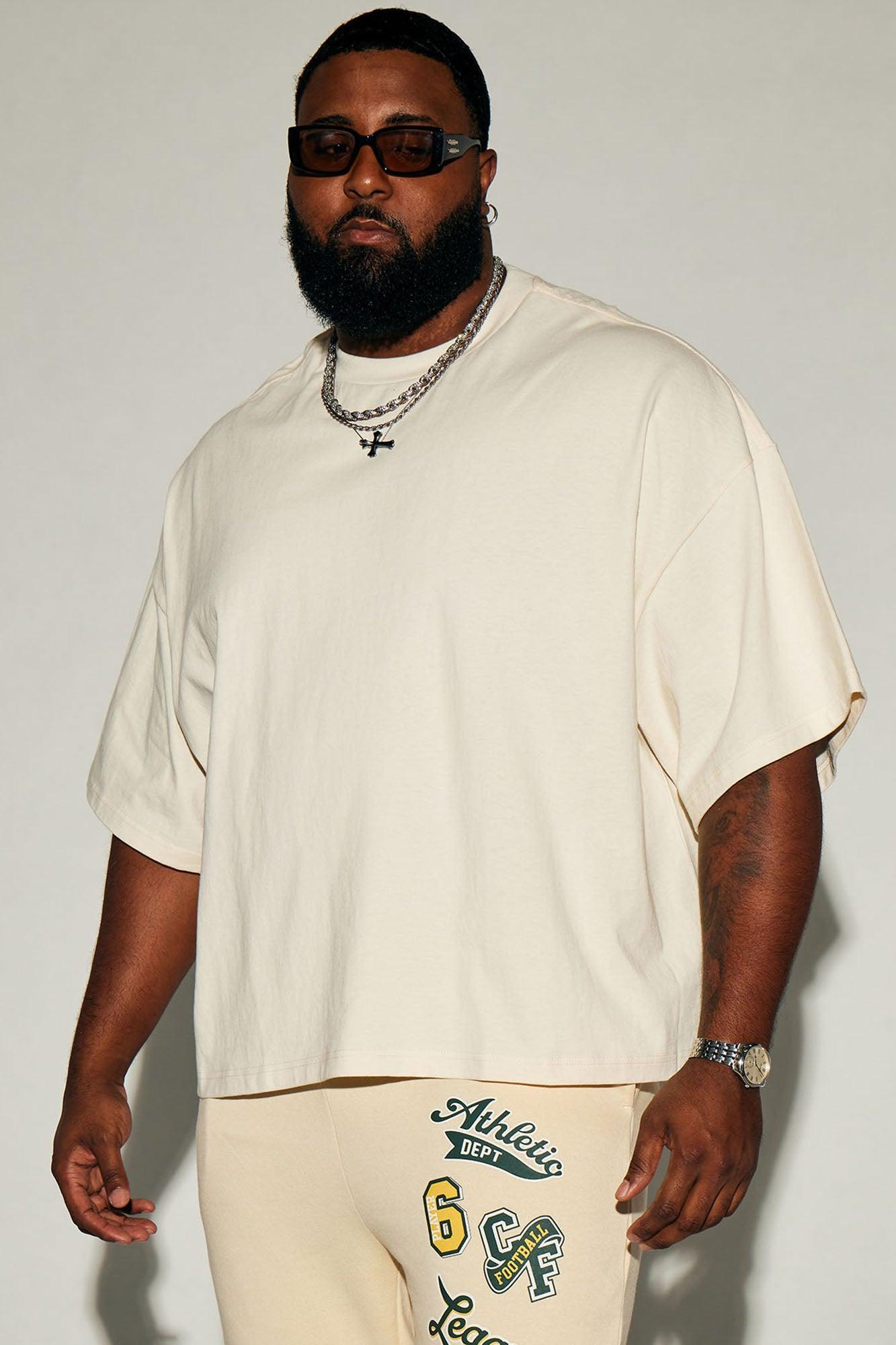 Boxy Cropped Heavyweight Short Sleeve Tee - Cream Product Image