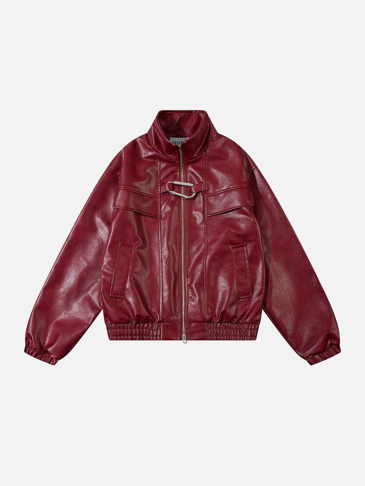 Aelfric Eden Metal Buckle Faux Leather Jacket Product Image