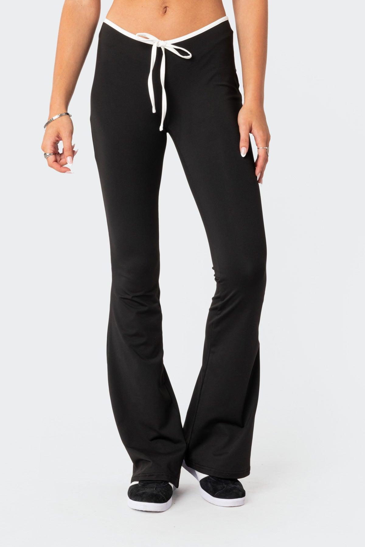 Leighton Contrast Tie Flared Pants Product Image