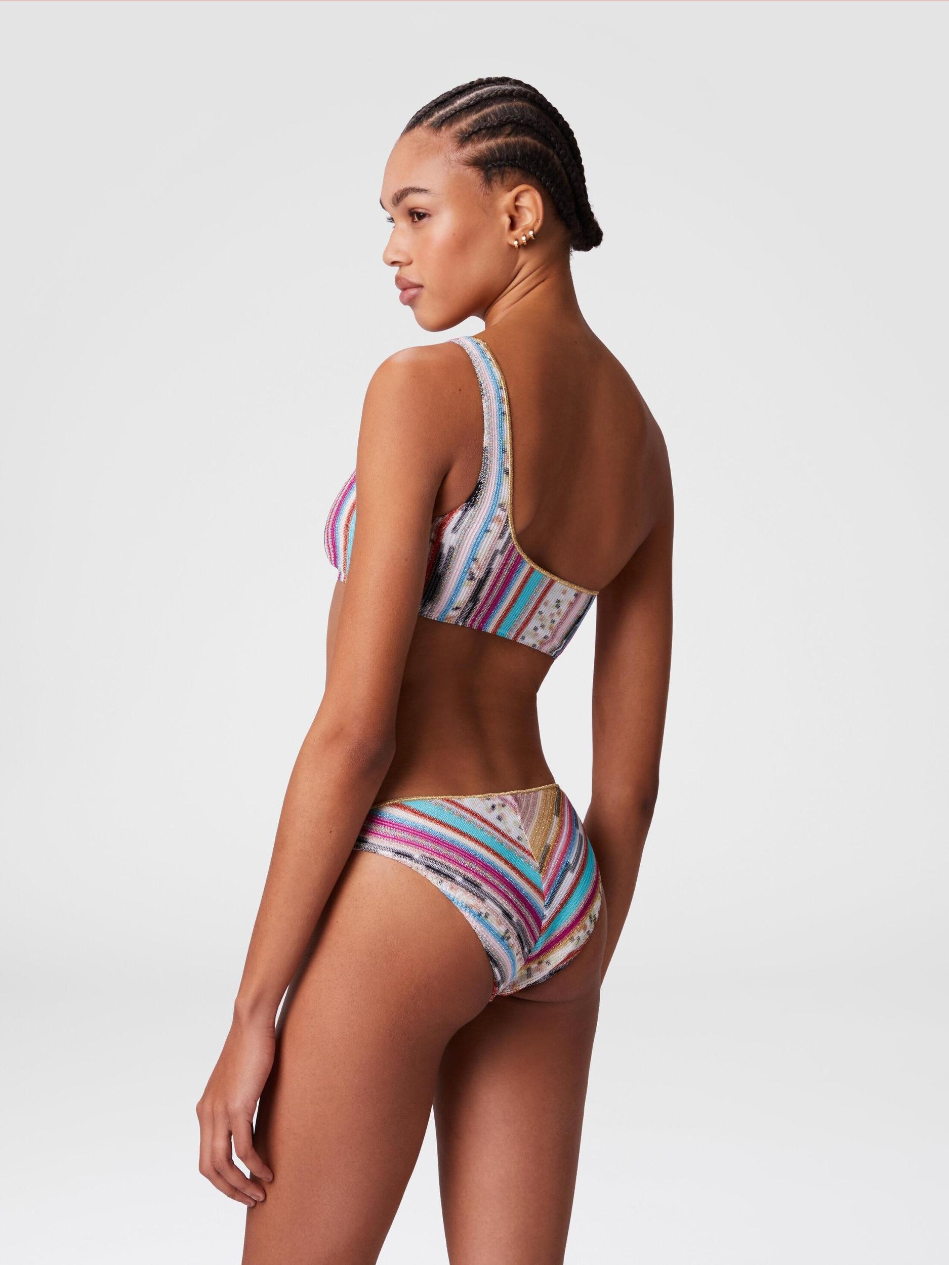 One-shoulder bikini in lamé slub viscose Product Image