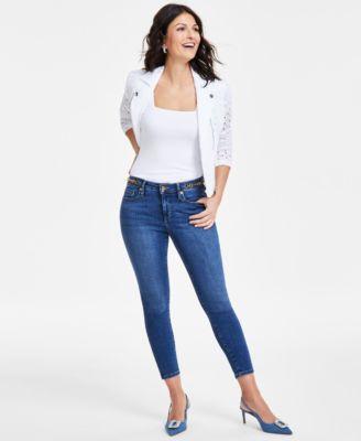 I.n.c. International Concepts Womens Mid-Rise Chain-Detail Skinny Jeans, Created for Macys Product Image