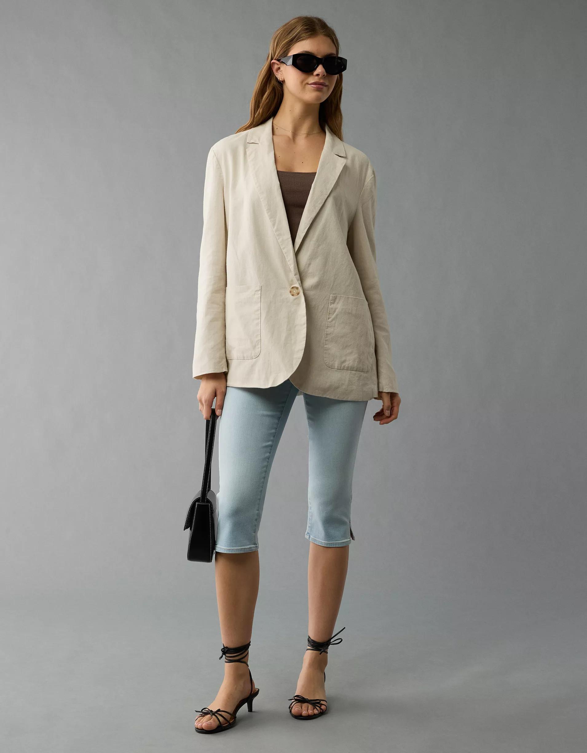 AE Linen-Blend Blazer Product Image