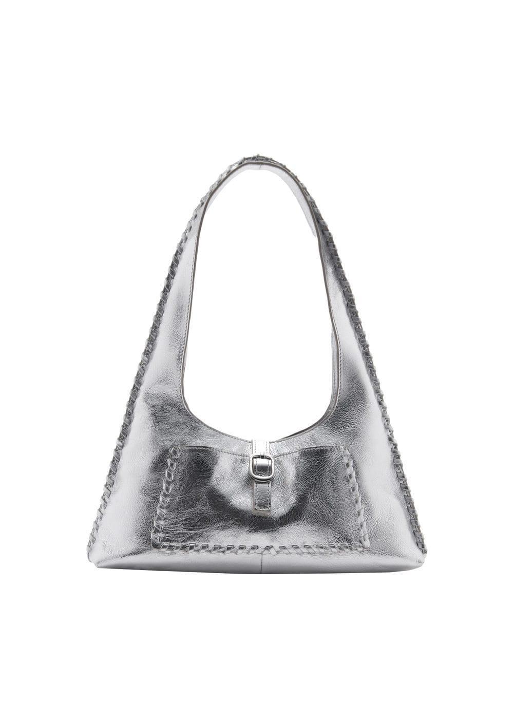 Leather metallic bag - Women | MANGO USA Product Image