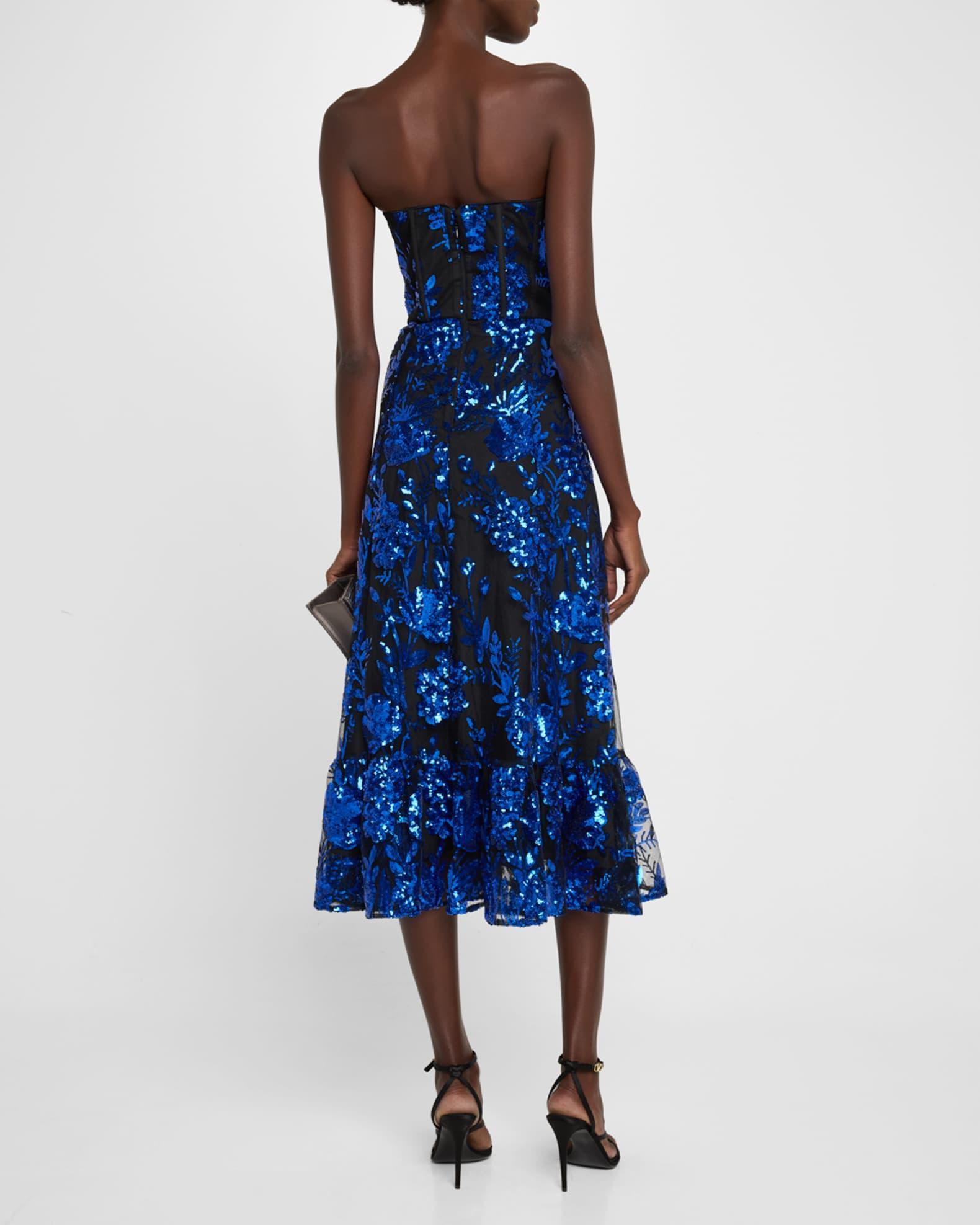 Carina Floral Sequin Sweetheart Midi Dress Product Image