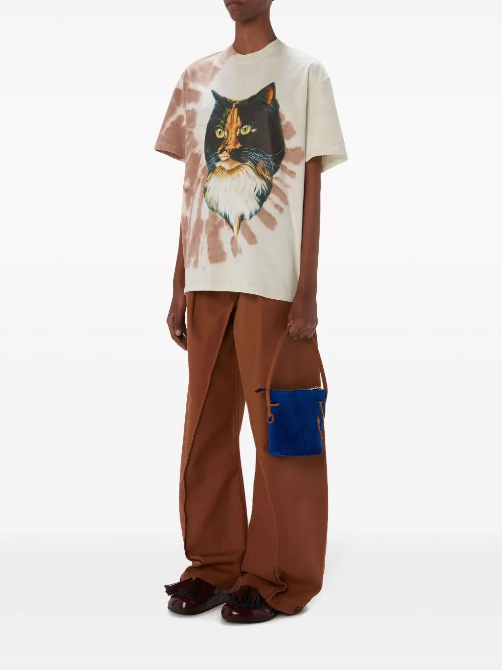 JW ANDERSON Cat-print Organic Cotton T-shirt In Neutrals Product Image