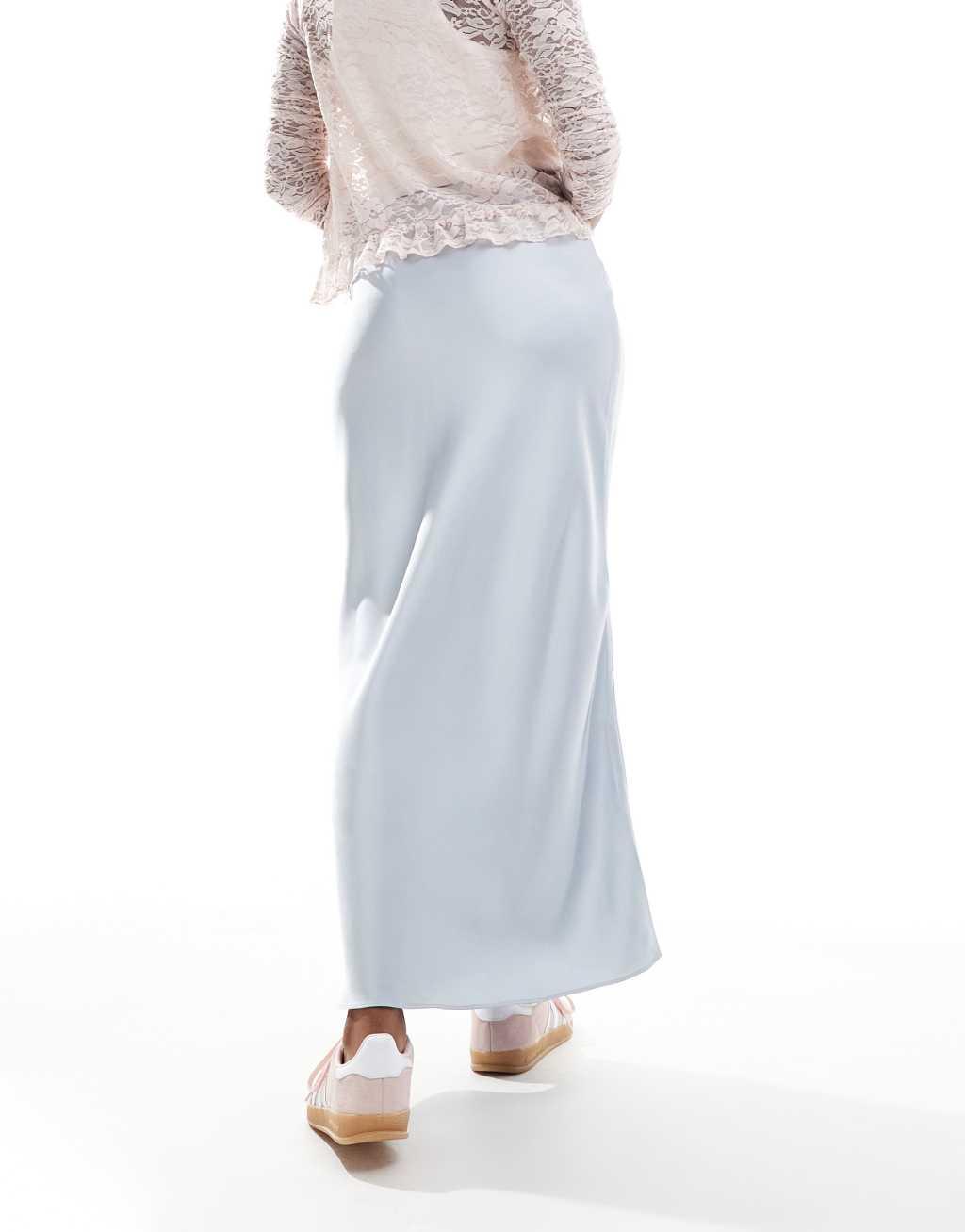 Glamorous ultimate slip midi skirt in silver satin Product Image