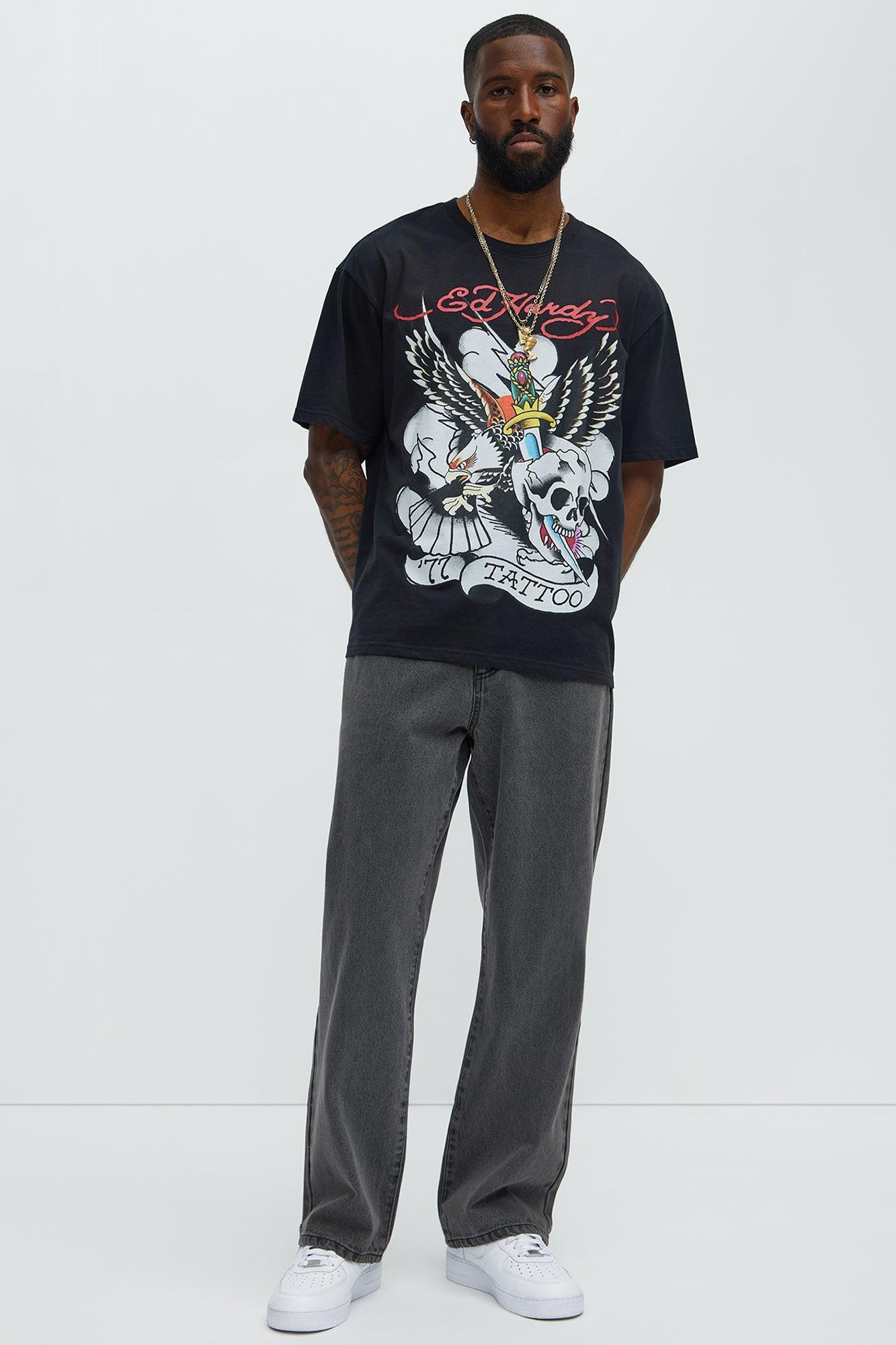 Ed Hardy 77 Eagle Oversized Short Sleeve Tee - Black Product Image