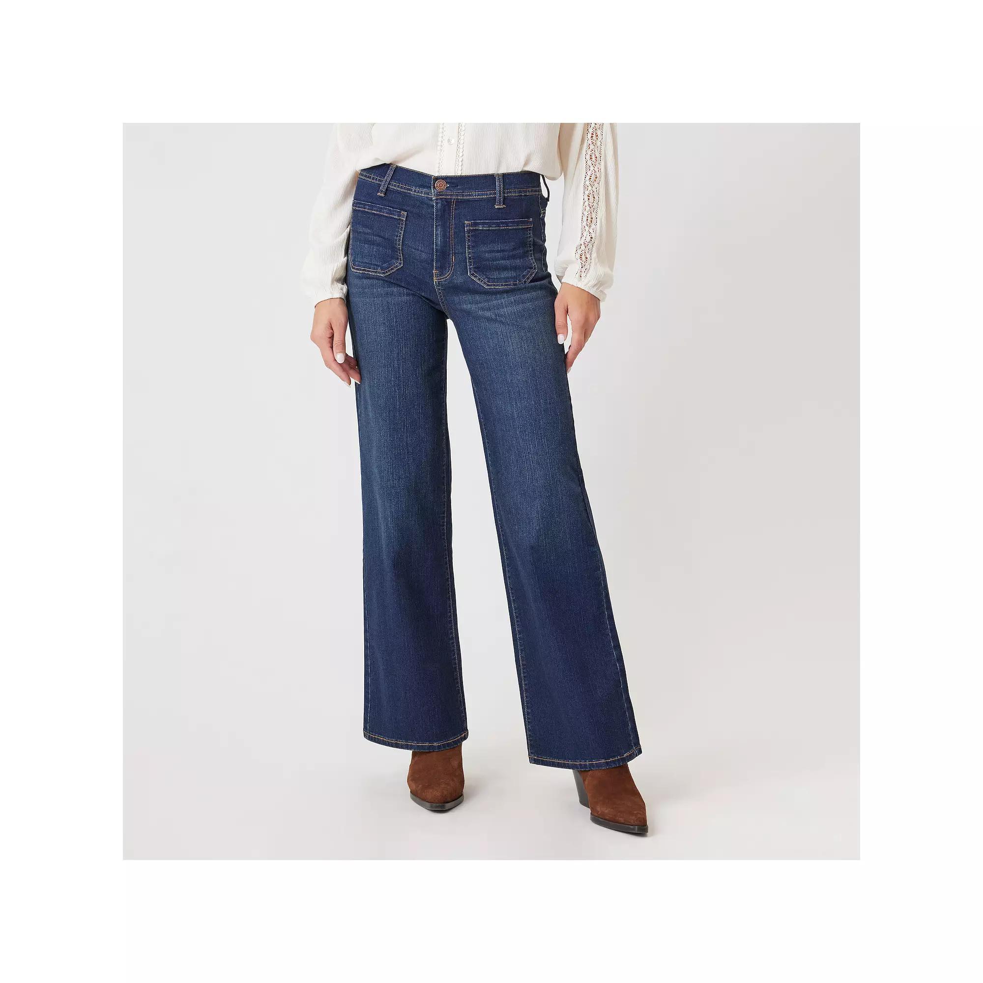 Women's Angels Forever Young Everflex Class High Rise Patch Pocket Wide Leg Jeans, Size: 14, Everest Product Image