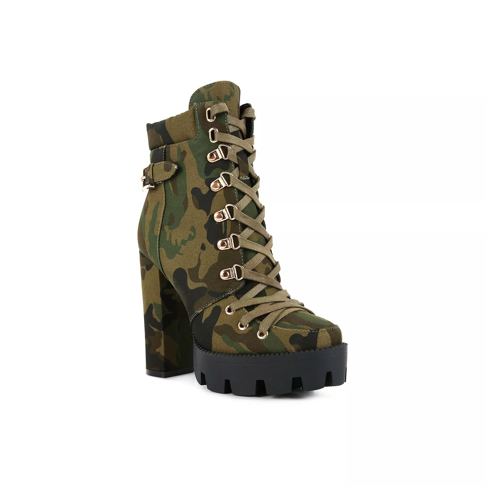 London Rag Spruce Women's Platform Ankle Boots, Size: 5, Green Product Image