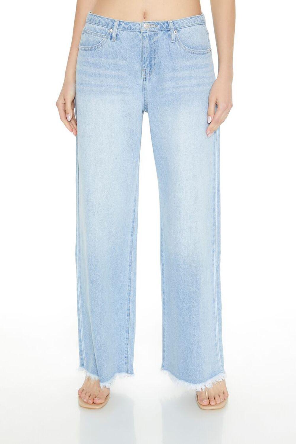 Frayed Low-Rise Wide-Leg Jeans | Forever 21 Product Image