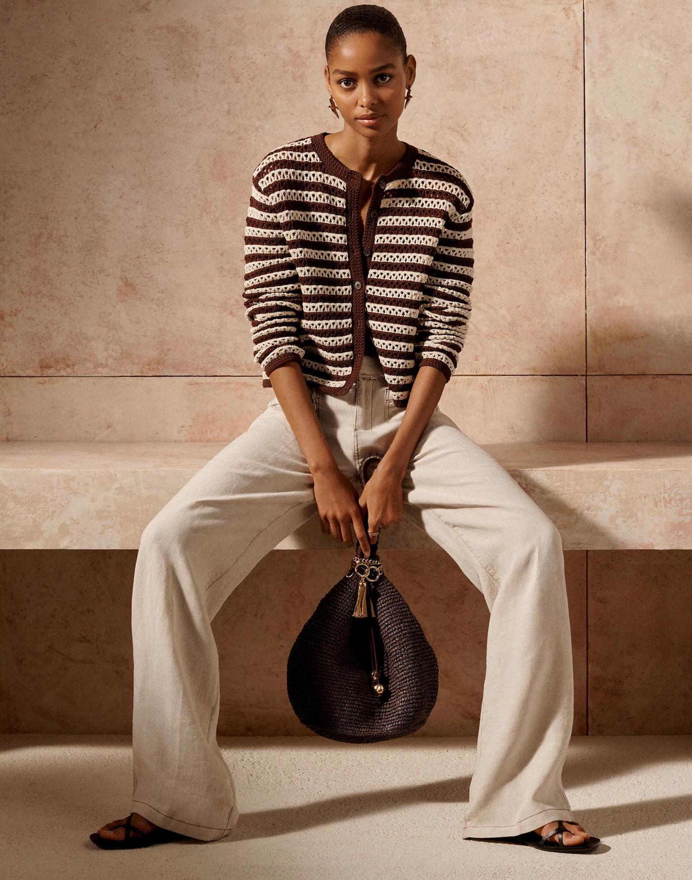 Patch Pocket Flare Pant in 100% Linen Product Image