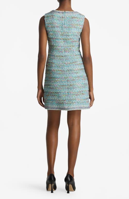 ST JOHN Gauzy Multi Yarn Tweed Dress In Seafoam/ecru Multi Product Image