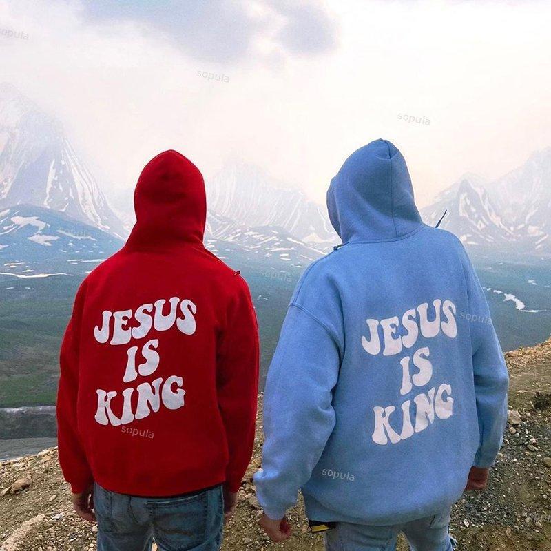 Jesus Is King Puff Print Graphic Pullover Hoodie Product Image