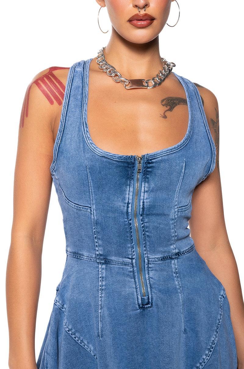 VIVIAN DENIM MINI DRESS Product Image