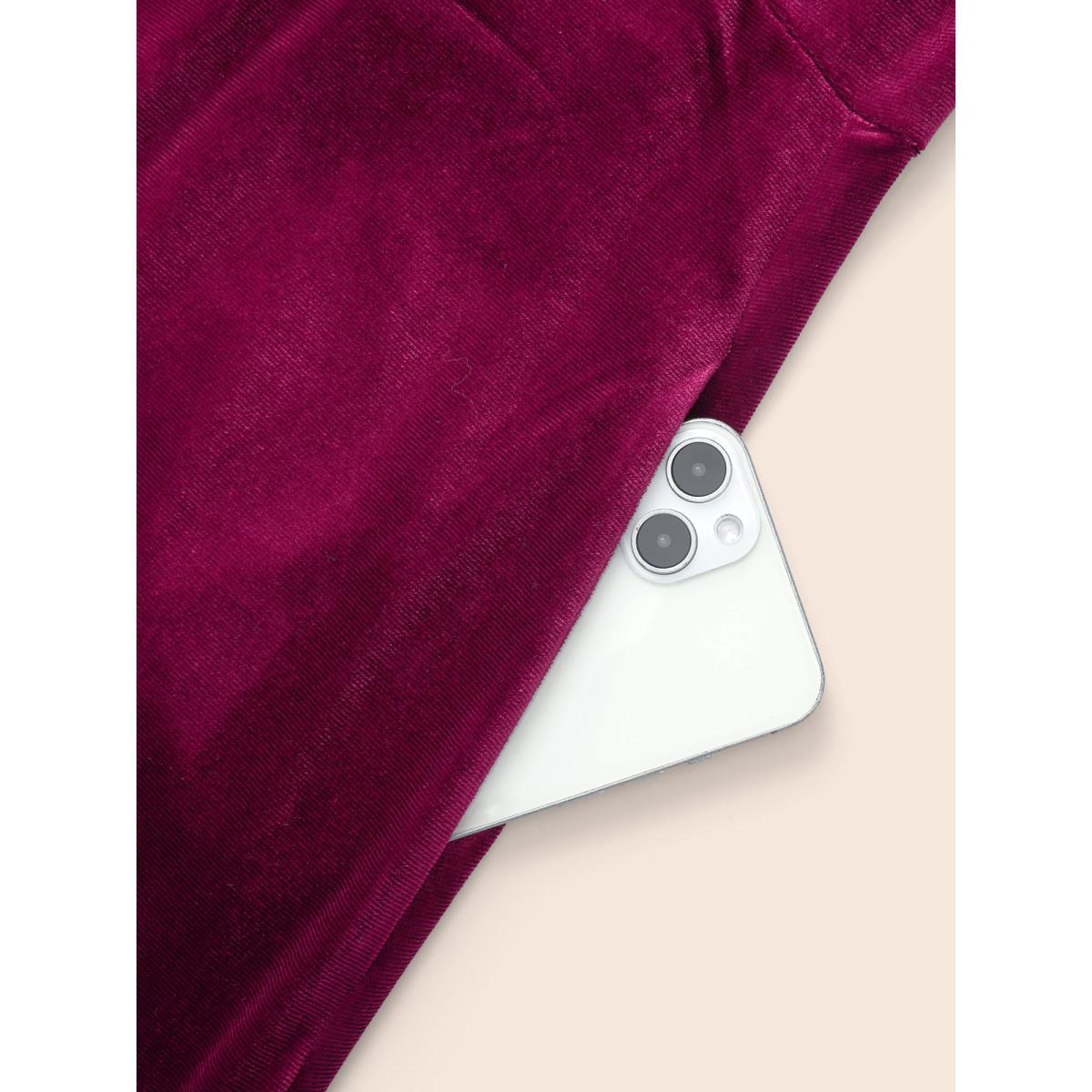 Plus Size Cami Velvet Fitted Waist Maxi Dress Burgundy Women Cocktail Woven ribbon&lace trim Party Curvy Bloomchic 10/M Product Image
