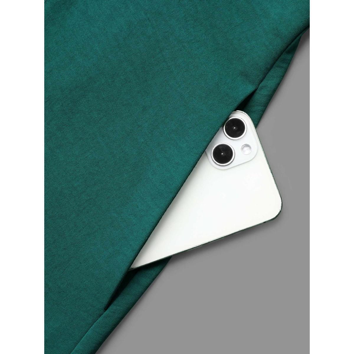 Plus Size 2-in-1 Waist-Tie Pockets Fit & Flare Dress Emerald Women Elegant Overlapping Round Neck Short sleeve Curvy BloomChic 26/4X Product Image