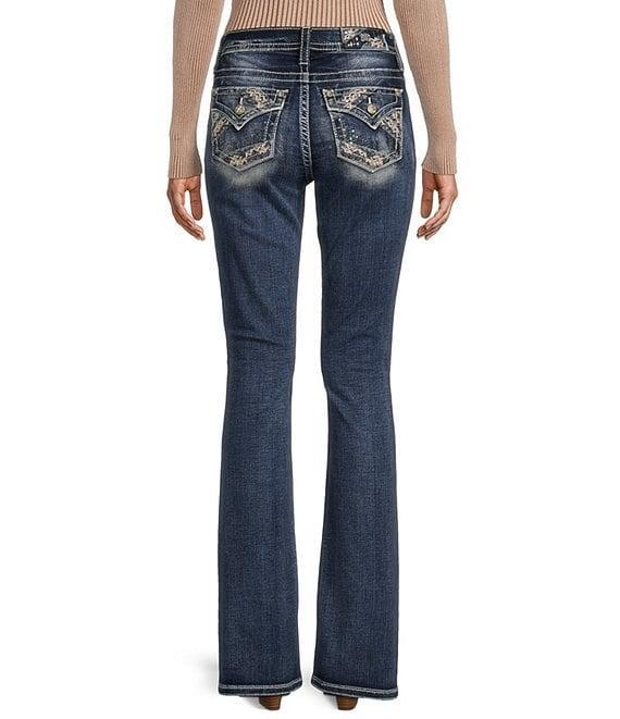 Miss Me Zig Zag Embellished Flap Pocket Design Bootcut Jeans Product Image