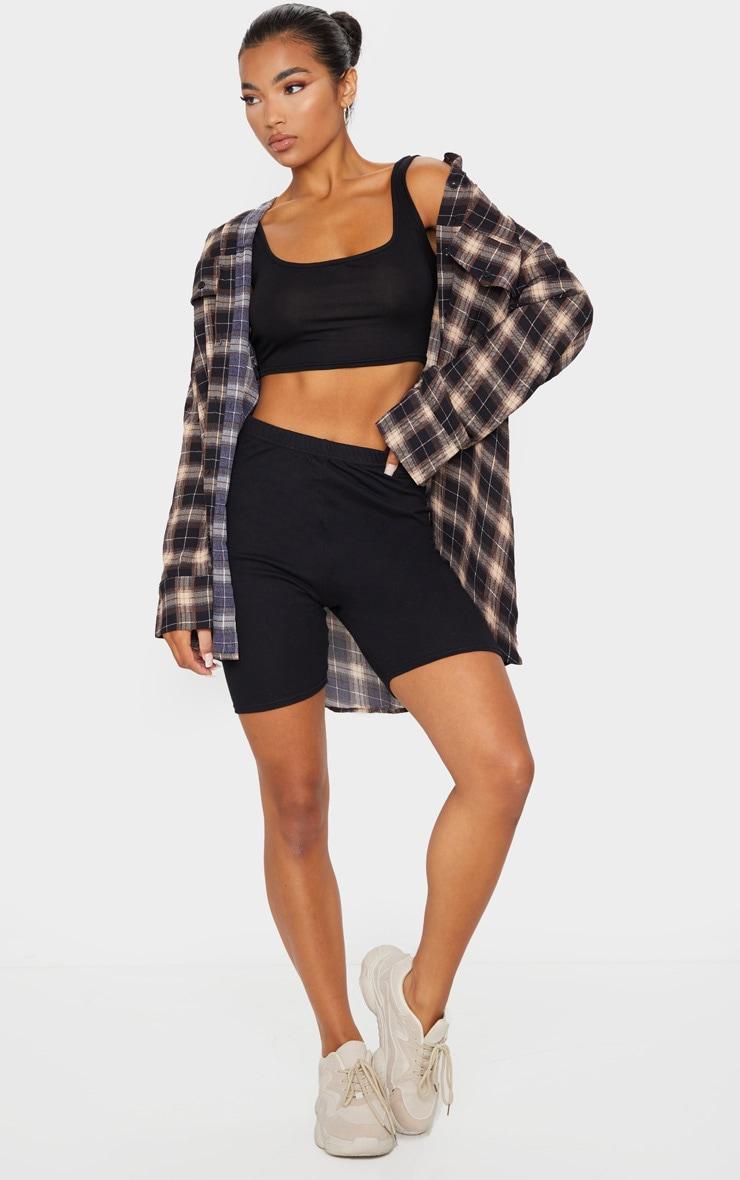 Basic Black Cotton Blend Scoop Neck Crop Top Product Image