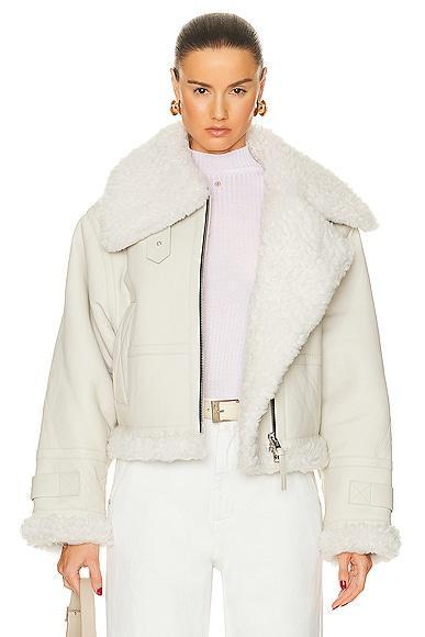 AGOLDE x Shoreditch Ski Club Lola Shearling Jacket in Cream Product Image