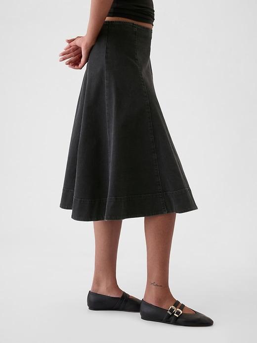 Paneled Denim Midi Skirt Product Image