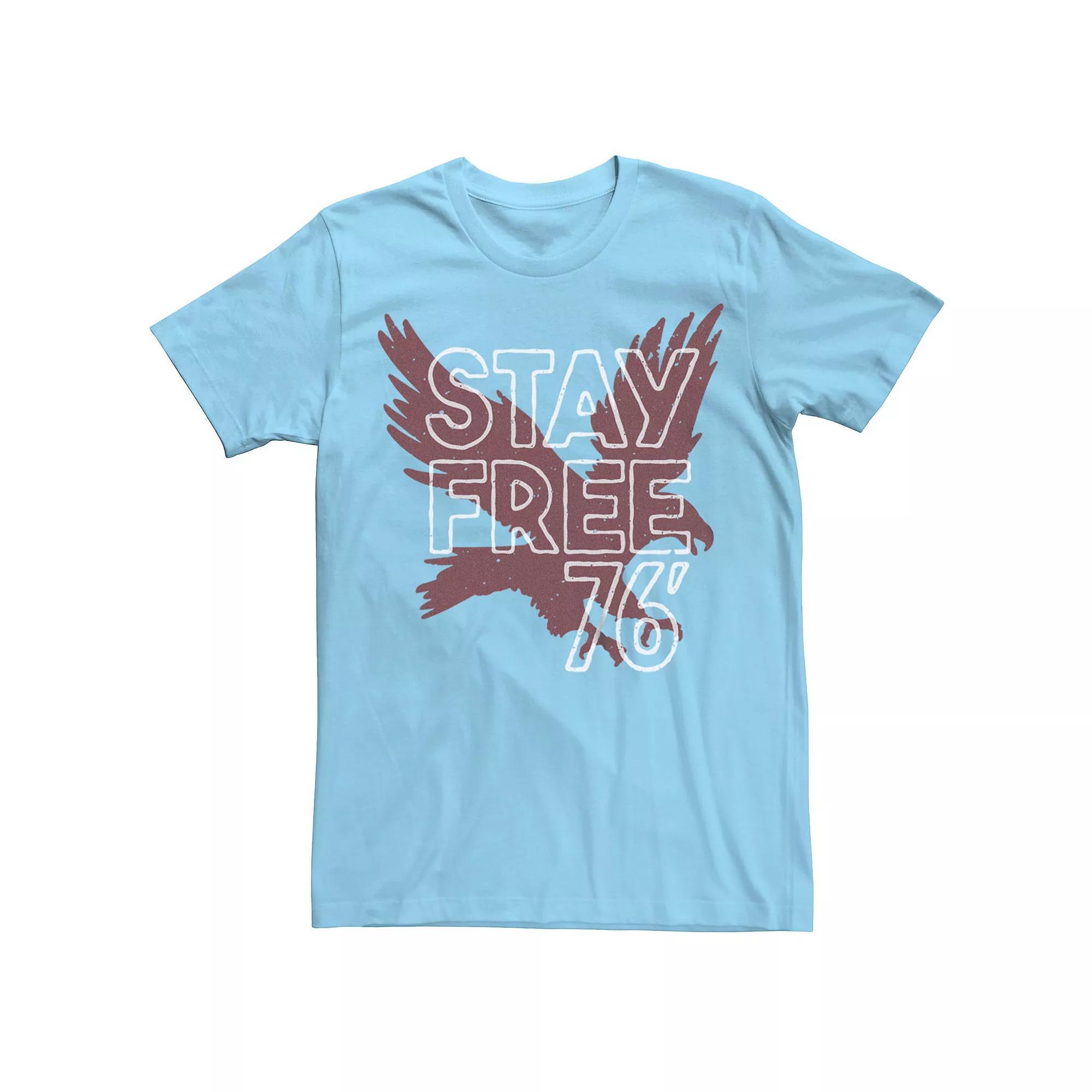 Men's Stay Free 76' Eagle Silhouette Graphic Tee, Size: Small, Light Blue Product Image