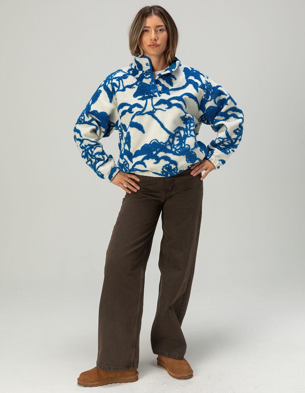 OBEY Scenic Half Zip Womens Pullover Sweatshirt - BLUE/WHT Product Image