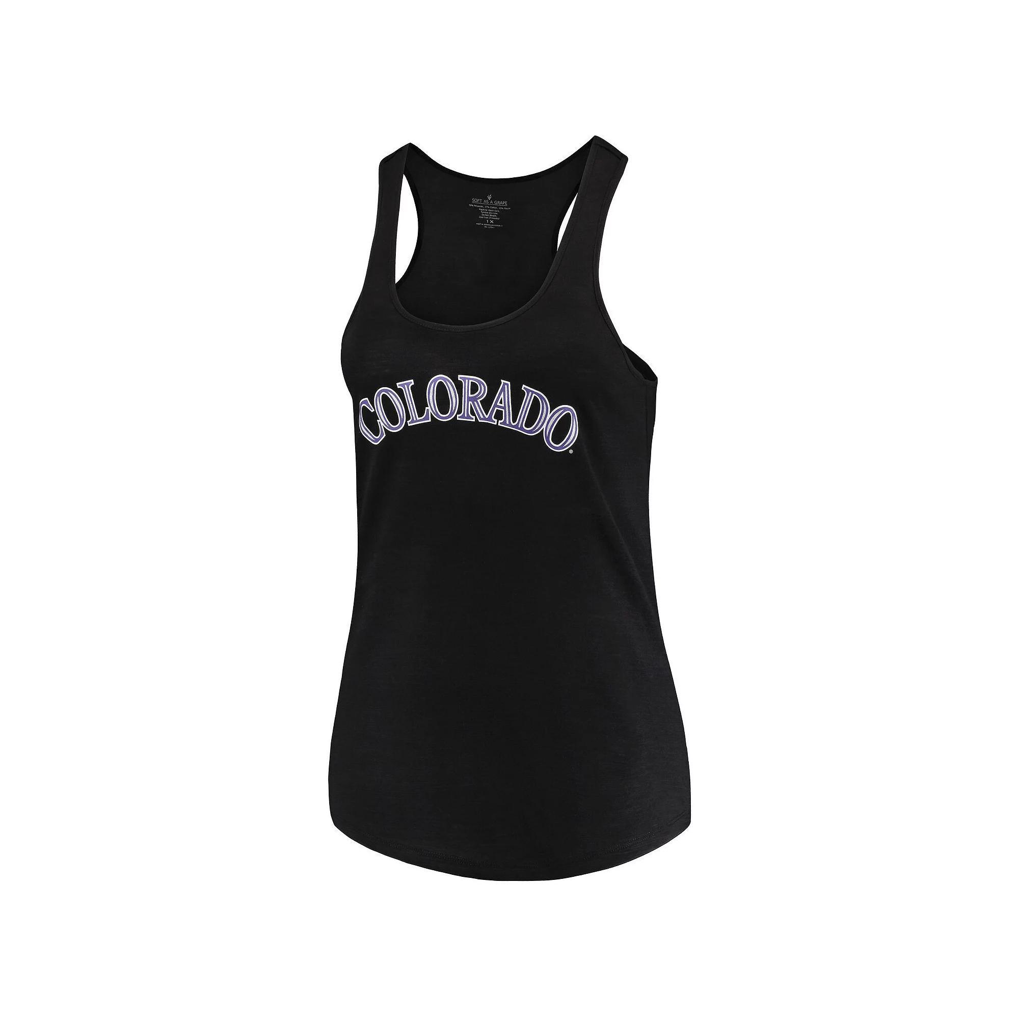 Women's Soft as a Grape Black Colorado Rockies Plus Size Swing for the Fences Racerback Tank Top, Size: 3XL Product Image