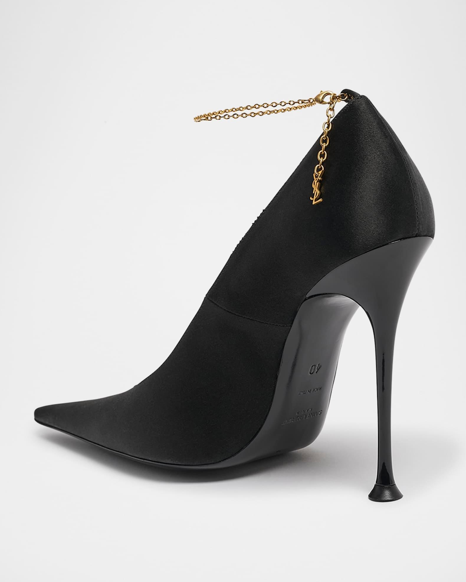 Satin YSL Ankle-Chain Pumps Product Image