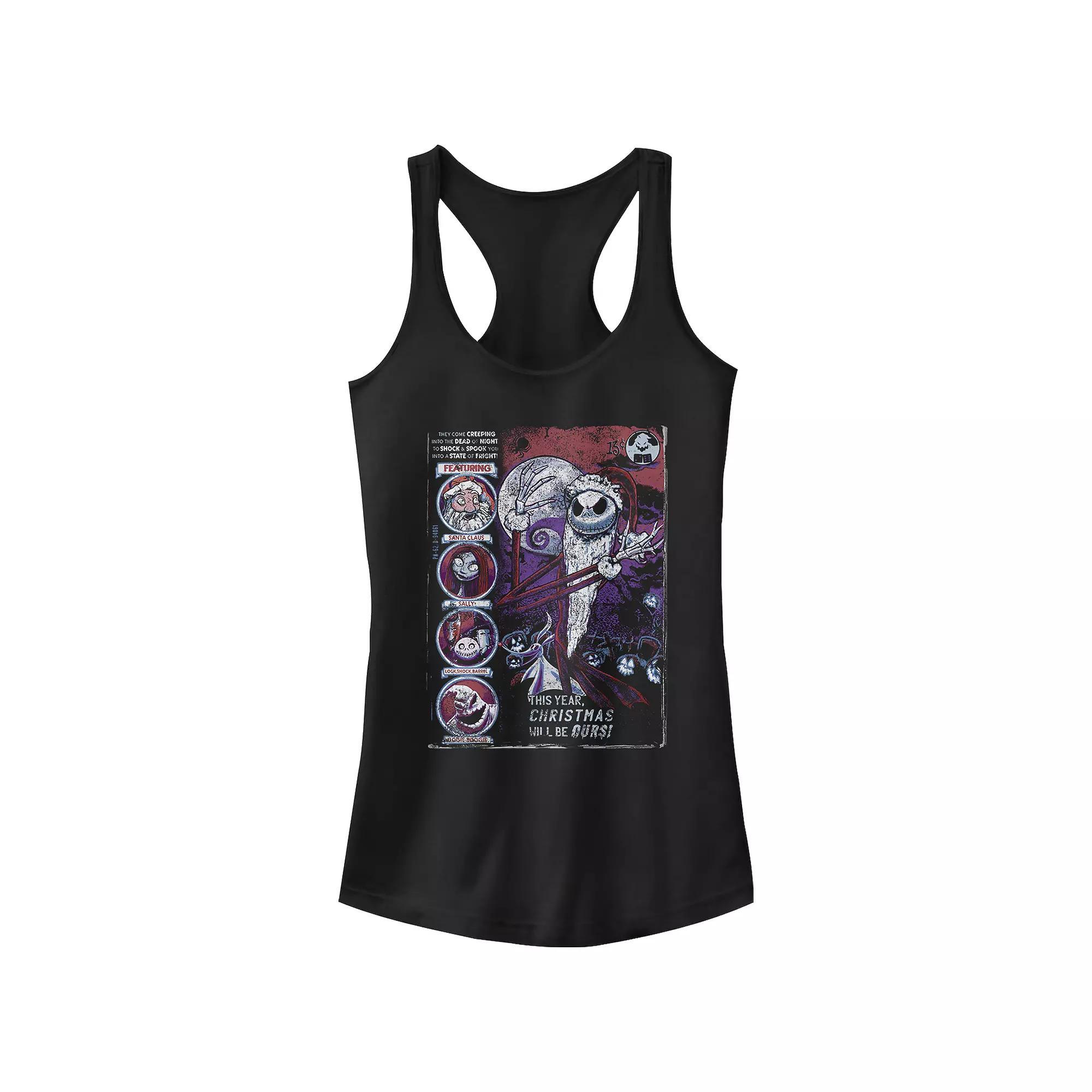 Disney's The Nightmare Before Christmas Characters Comic Book Cover Juniors' Racerback Tank Top, Girl's, Size: XS, Black Product Image