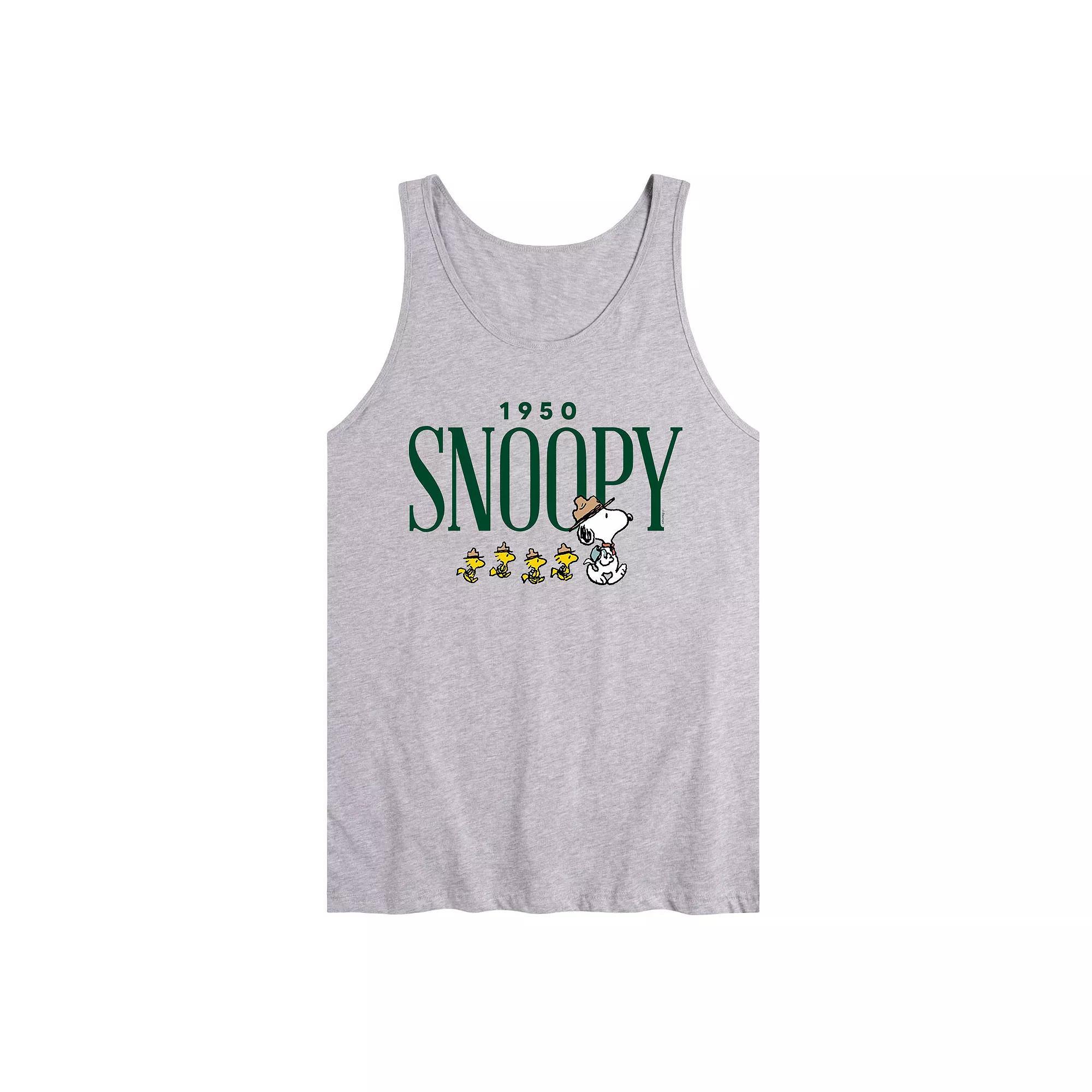 Mens Peanuts Snoopy 1950 Camping Tank Top Top Product Image