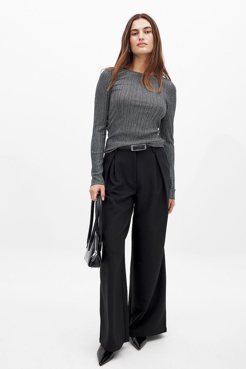 Pleated Mesh Glitter Top Product Image