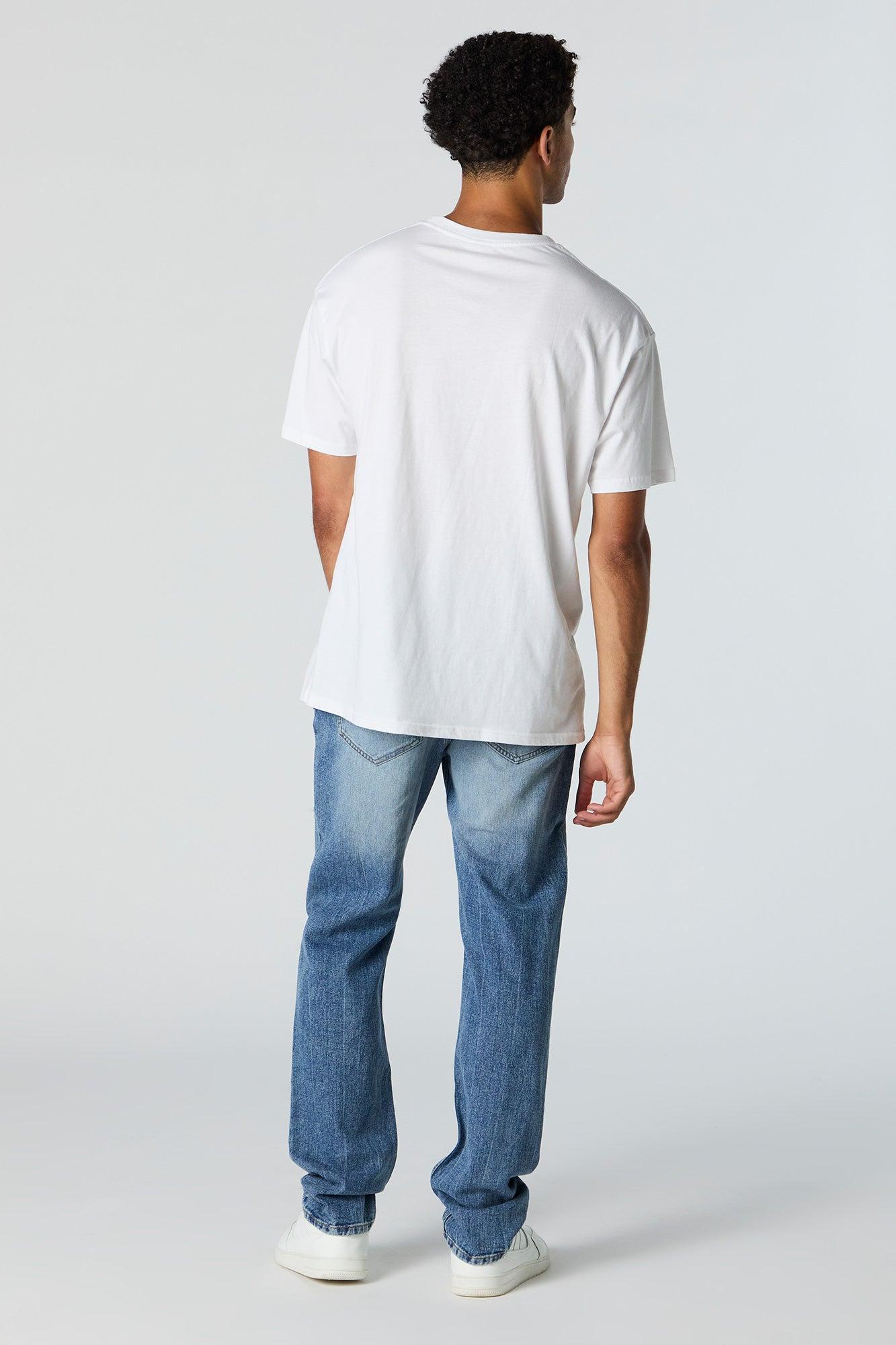 Medium Wash Distressed Straight Leg Jean Male Product Image