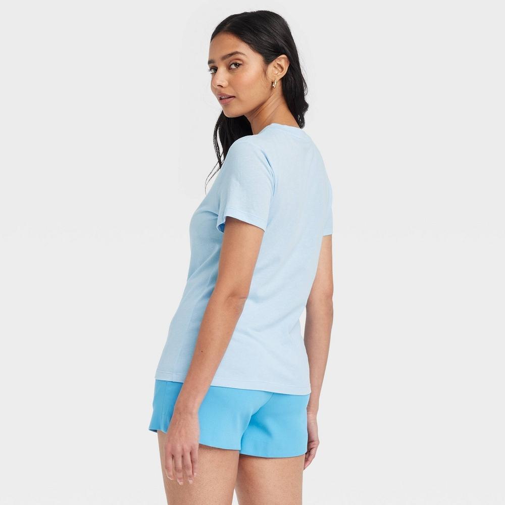 Women's Short Sleeve T-Shirt - A New Day™ Light Blue L Product Image
