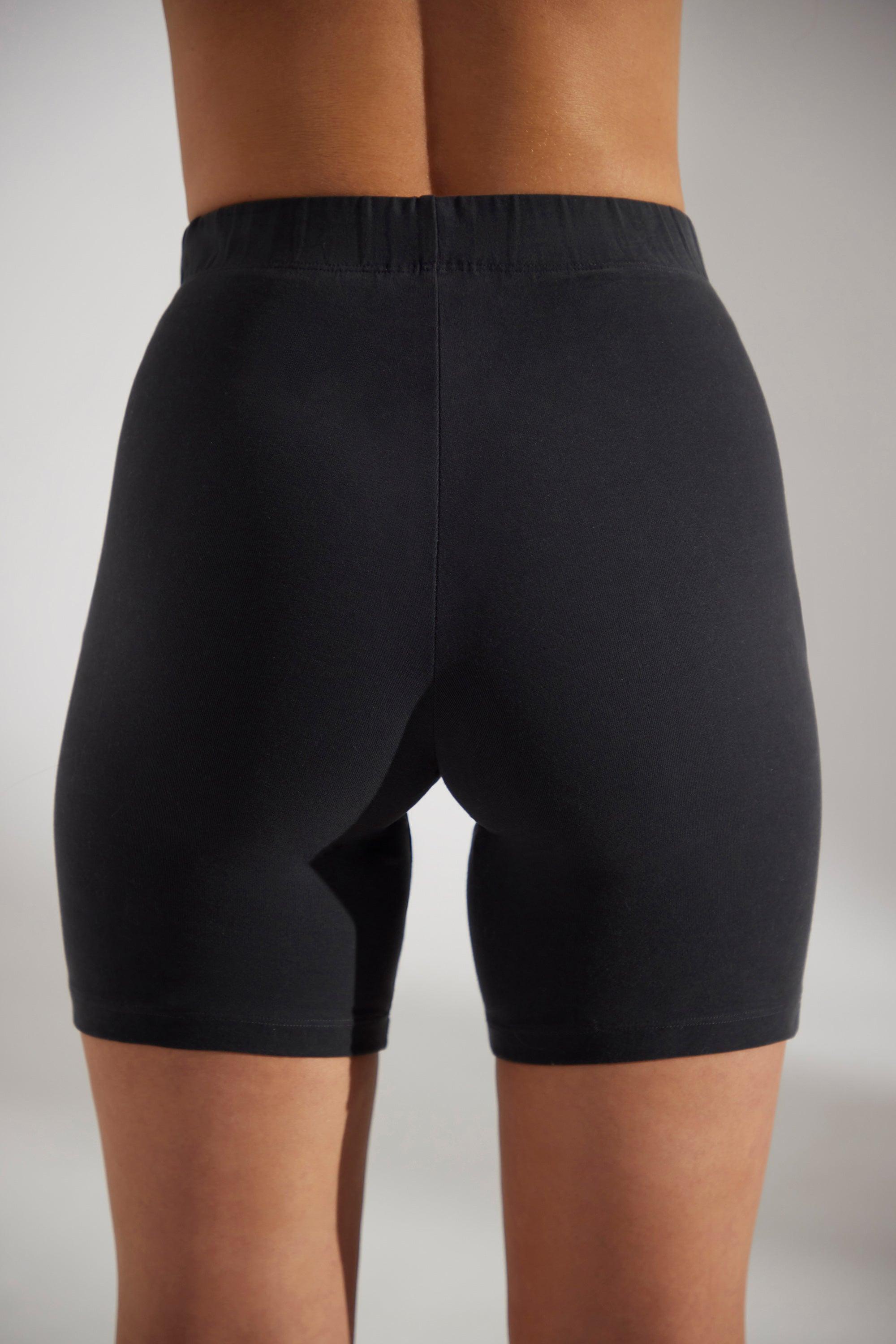 Soft Cotton Biker Shorts in Washed Black Product Image