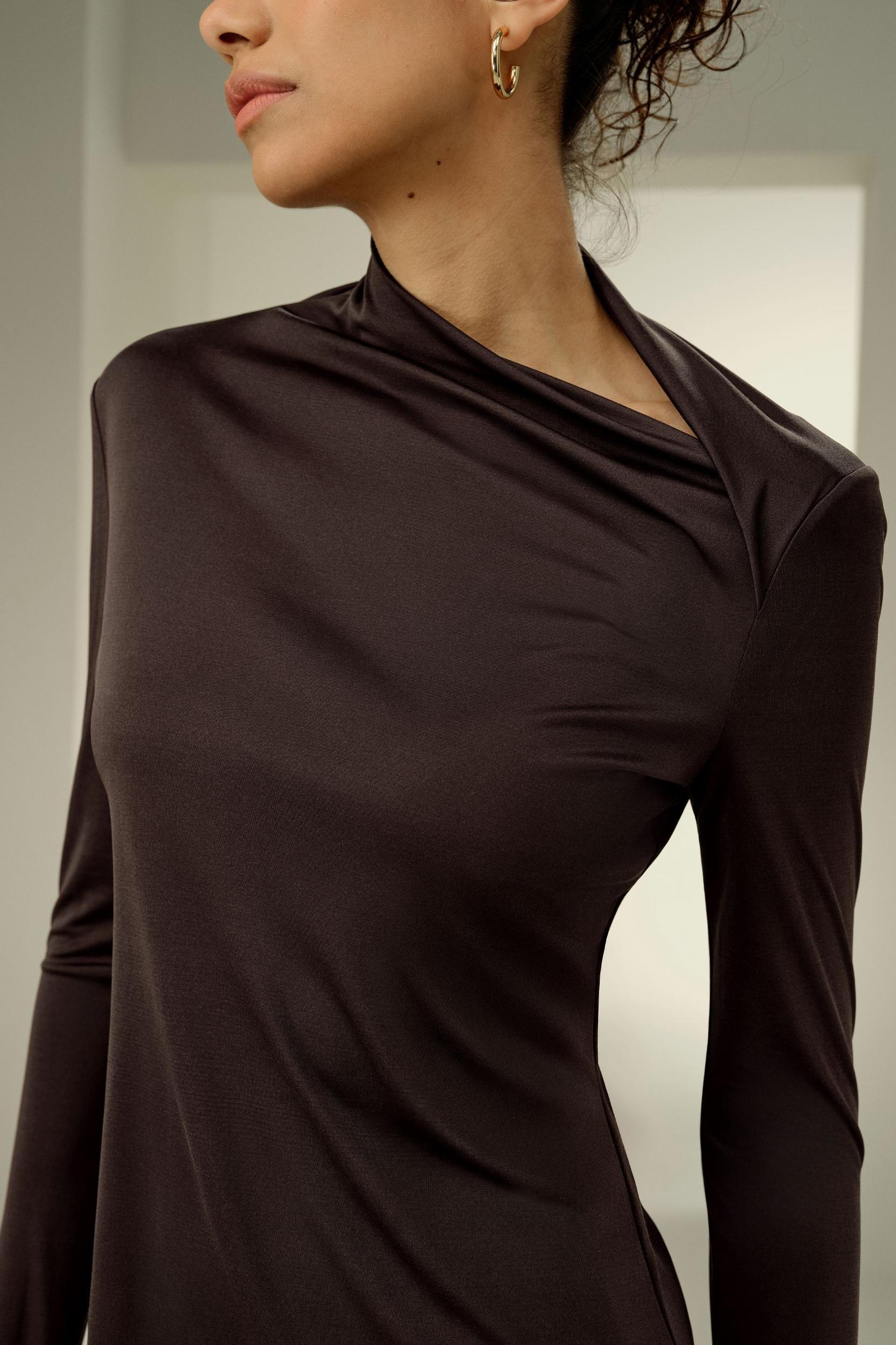 Slim Fitted Silk Jersey Long Sleeve Top Product Image