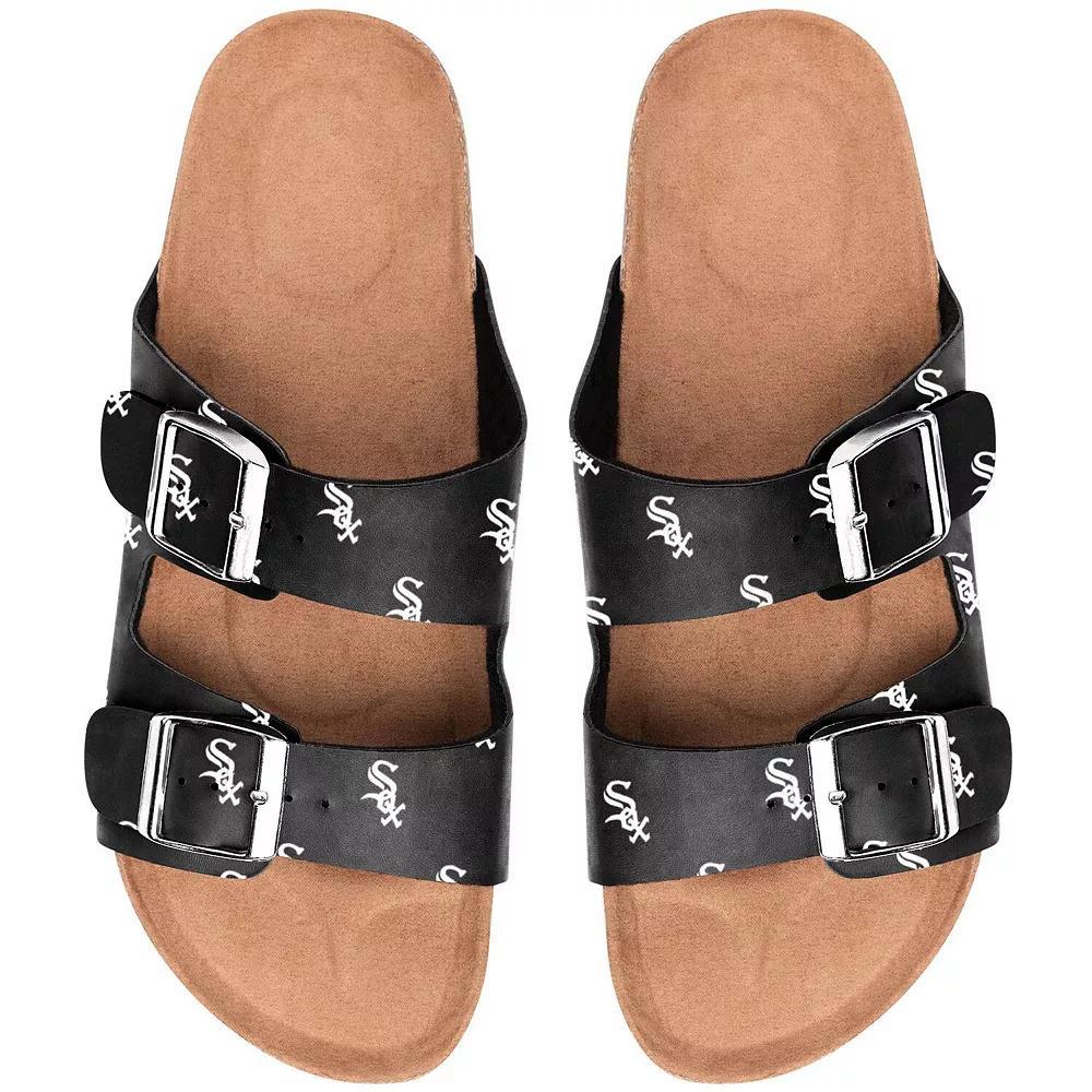 Women's Chicago White Sox Mini Print Double Buckle Sandal, Size: XL, Black Product Image