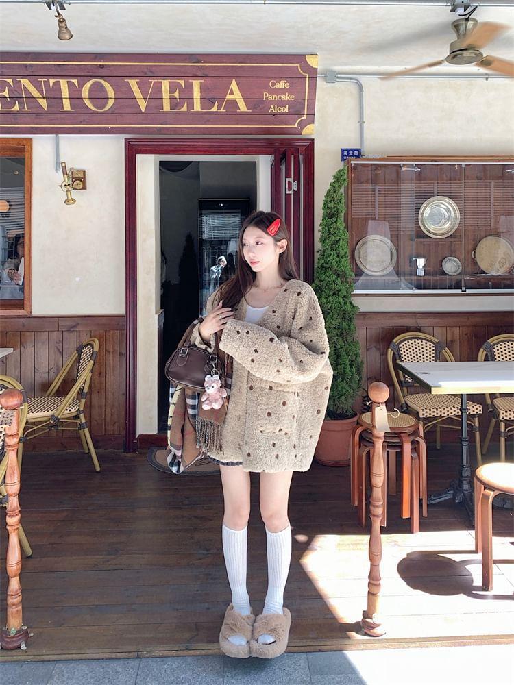 Dotted Faux Shearling Jacket Product Image
