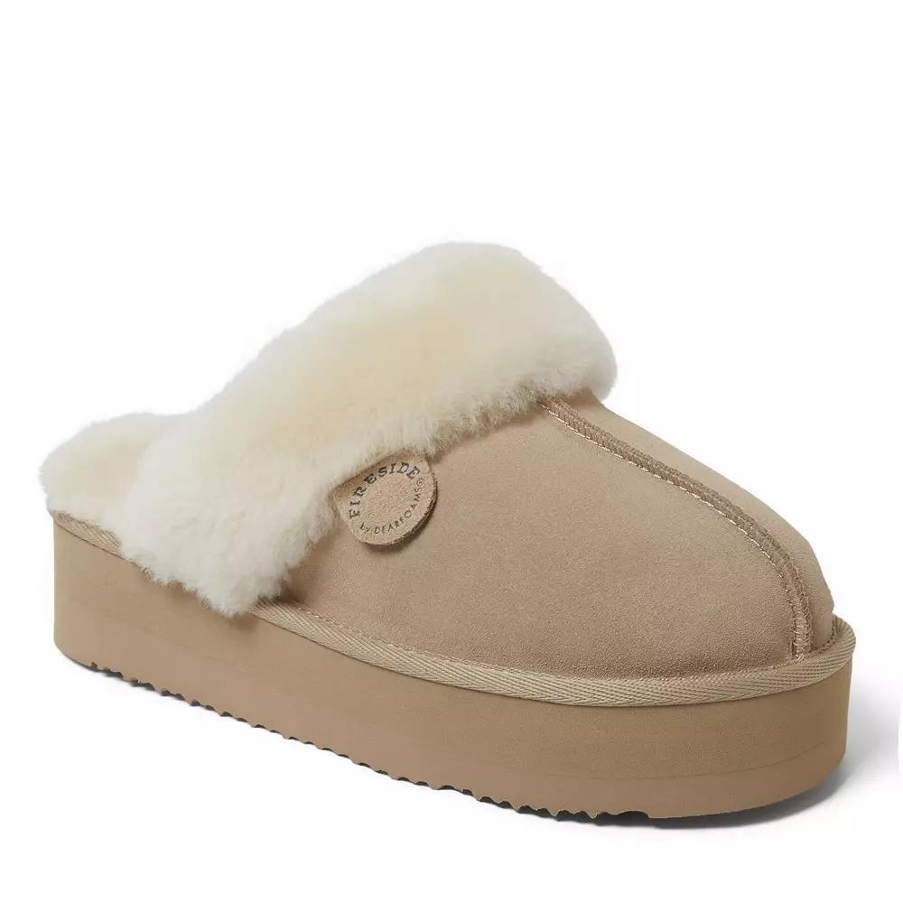 Fireside by Dearfoams Melton Shearling Womens Platform Scuff Slippers Product Image