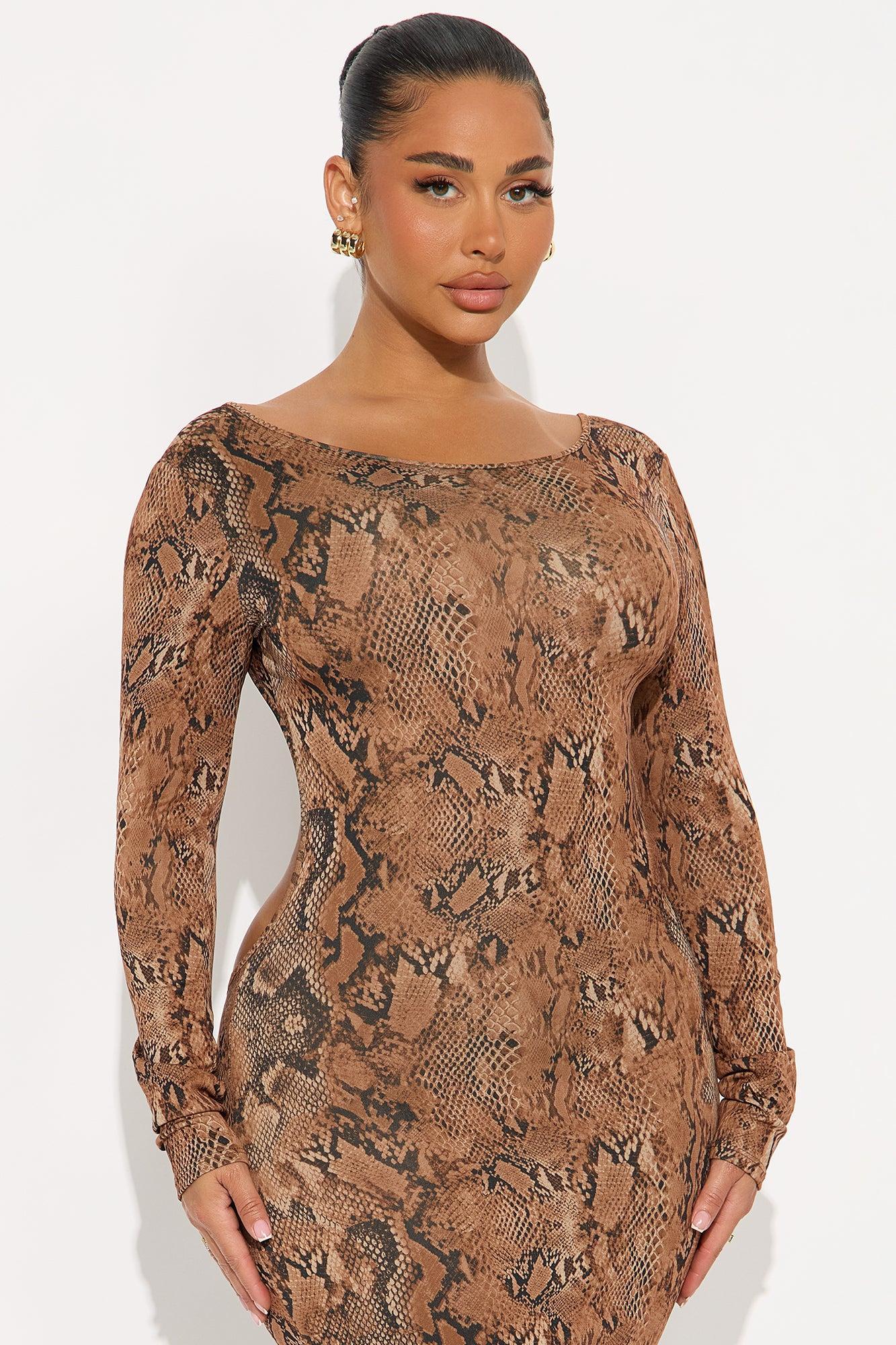 Eliza Backless Midi Dress - Brown/combo Product Image