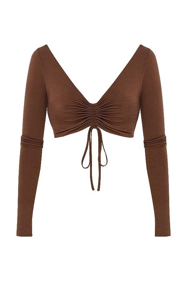 Angelita  chocolate gathered crop top Product Image