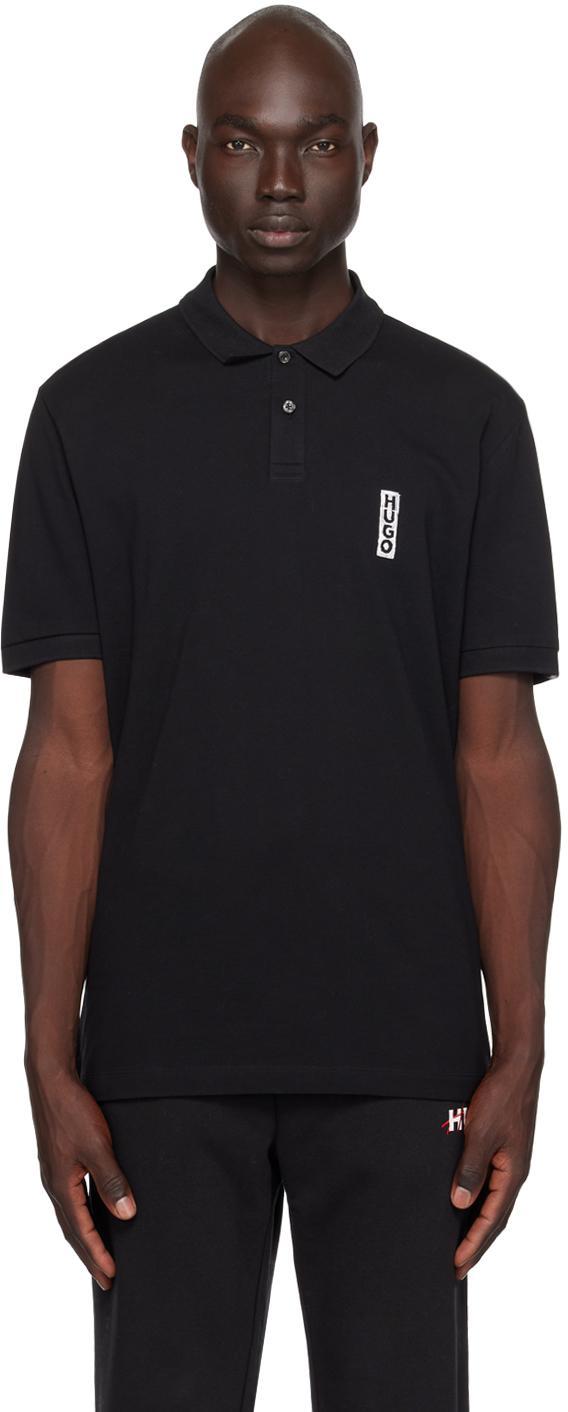 HUGO BOSS Cotton-piqu Polo Shirt With Marker-inspired Logo In Black Product Image