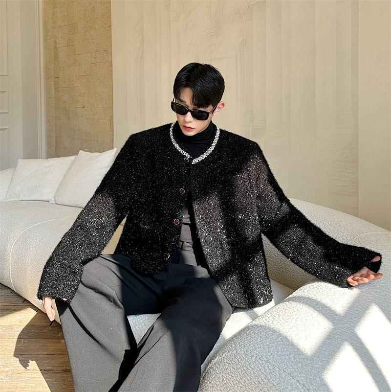 Plain Contrast Trim Single-Breasted Jacket Product Image