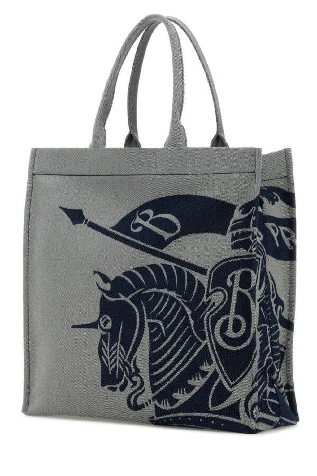BURBERRY Embroidered Canvas Shopping Handbag In Printed Product Image