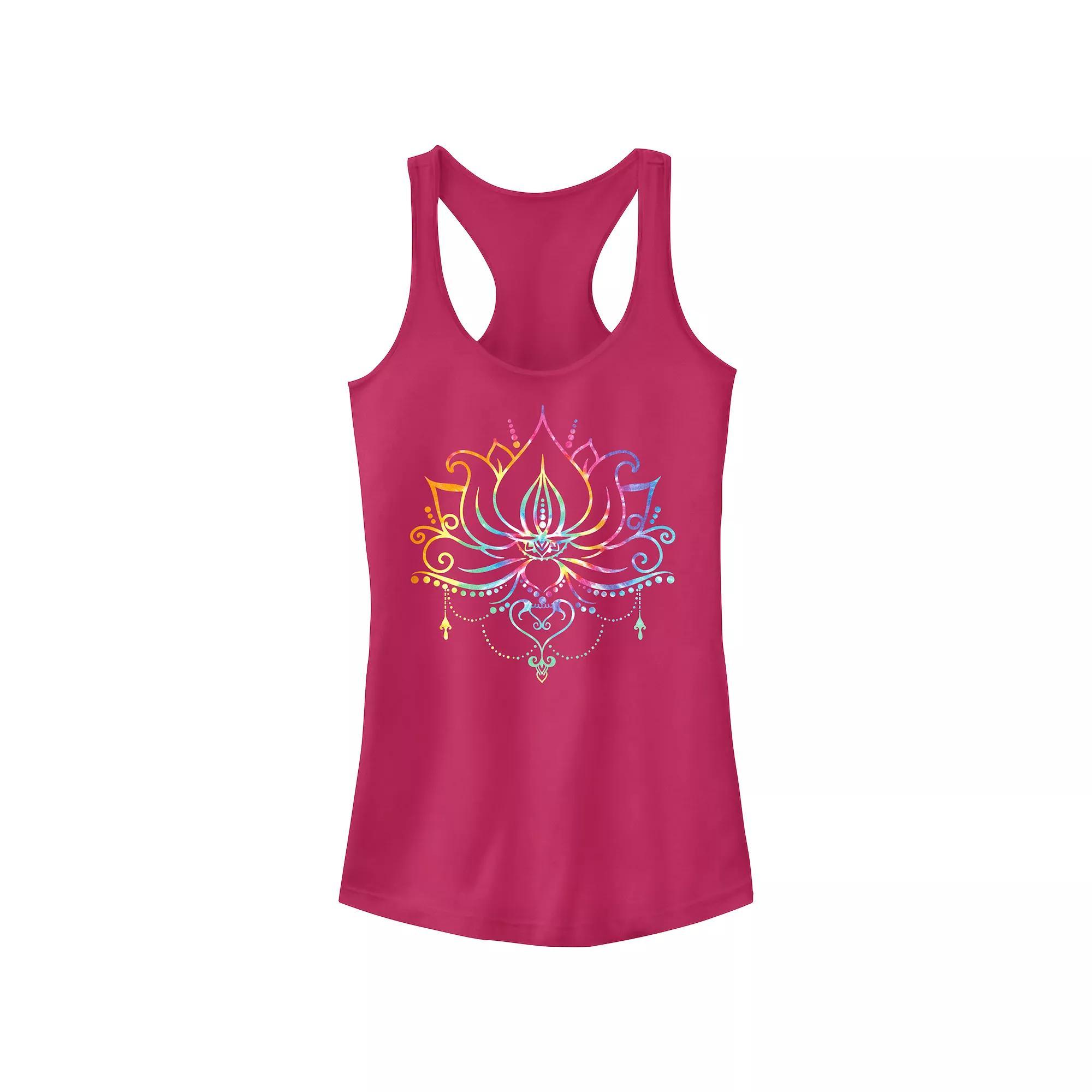 Juniors' Radial Tie-Dye Lotus Bloom Graphic Tank Top, Girl's, Size: XS, Blue Product Image