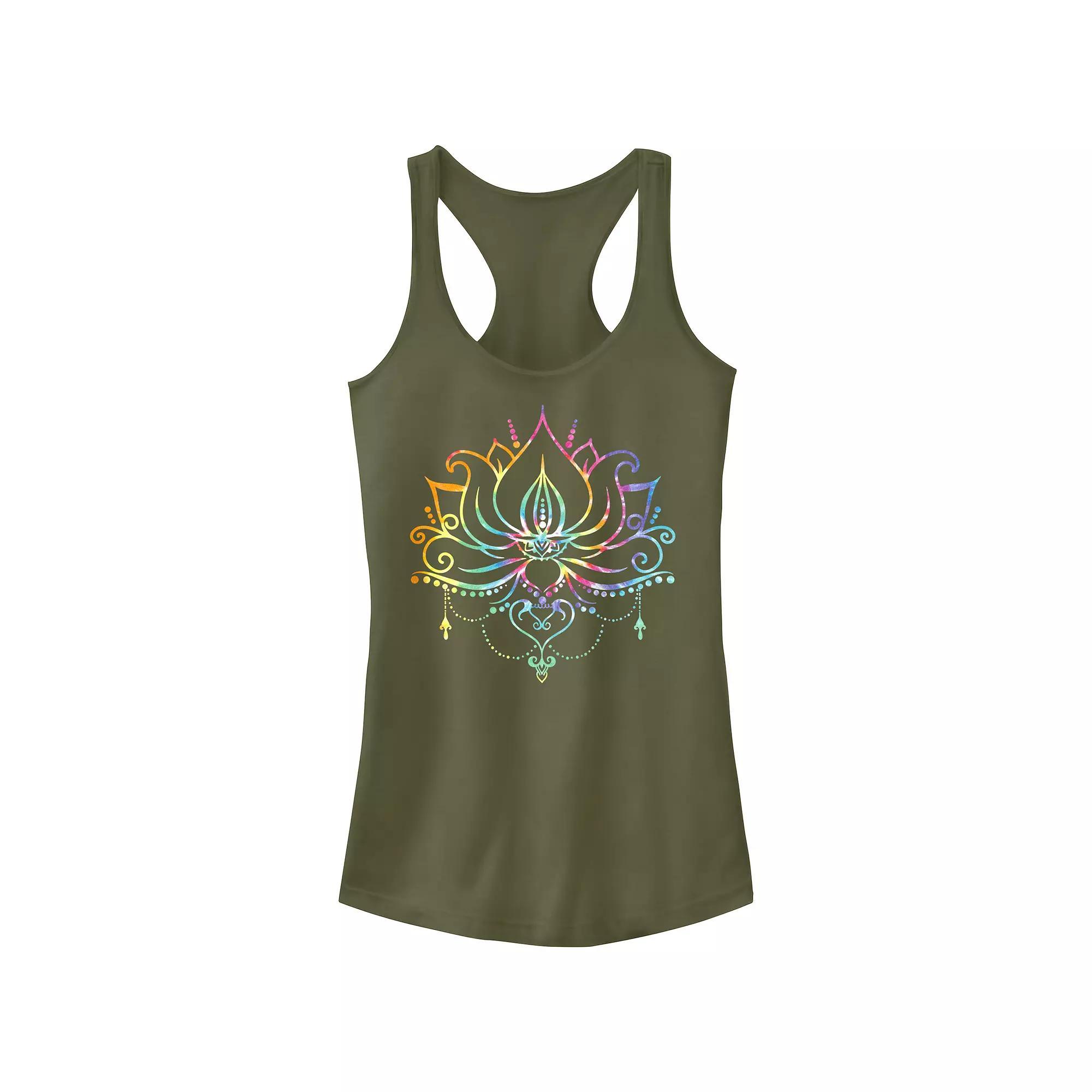 Juniors' Radial Tie-Dye Lotus Bloom Graphic Tank Top, Girl's, Size: XS, Blue Product Image