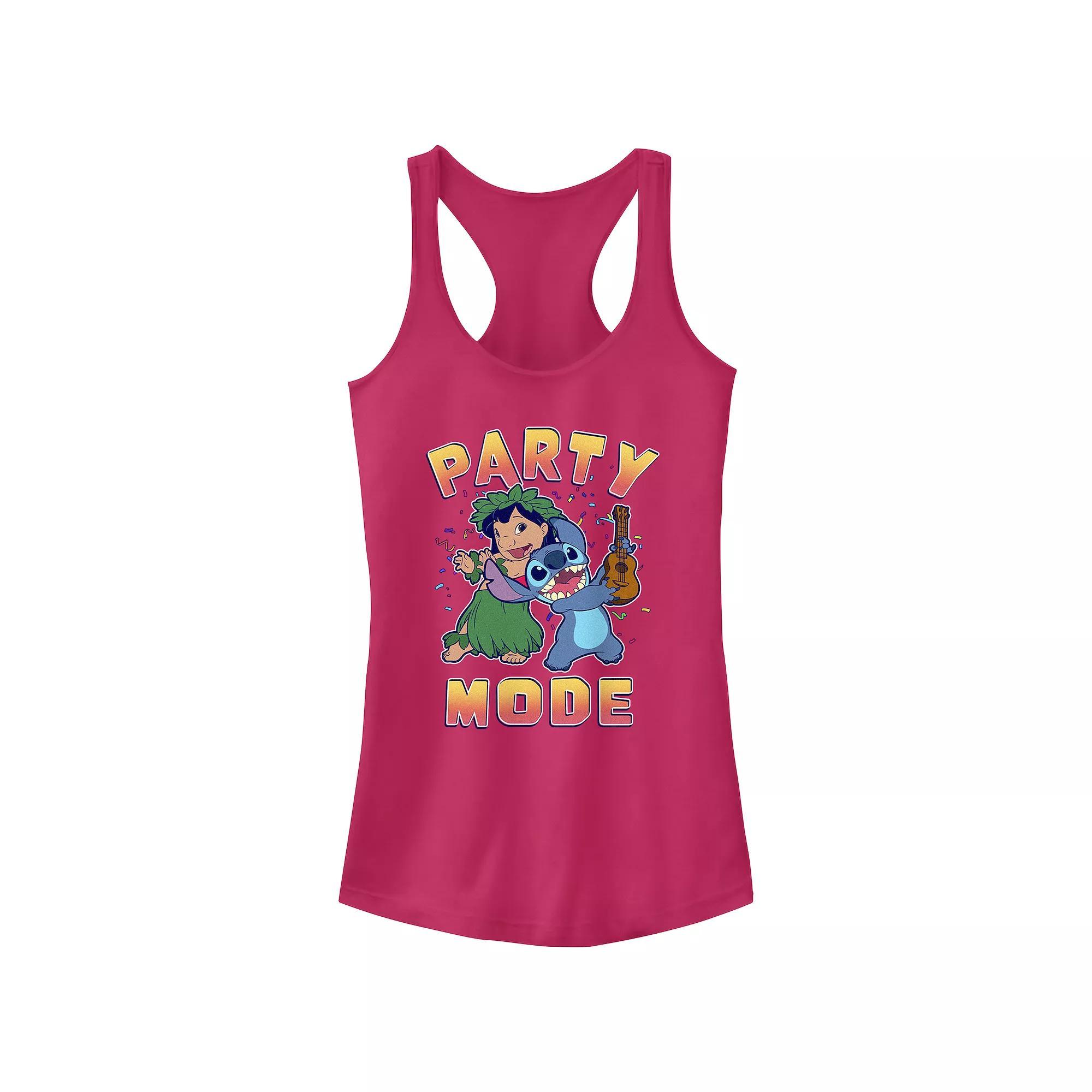 Disney's Lilo & Stitch Women's Party Mode Racerback Tank Top, Girl's, Size: XS, Raspberry Product Image