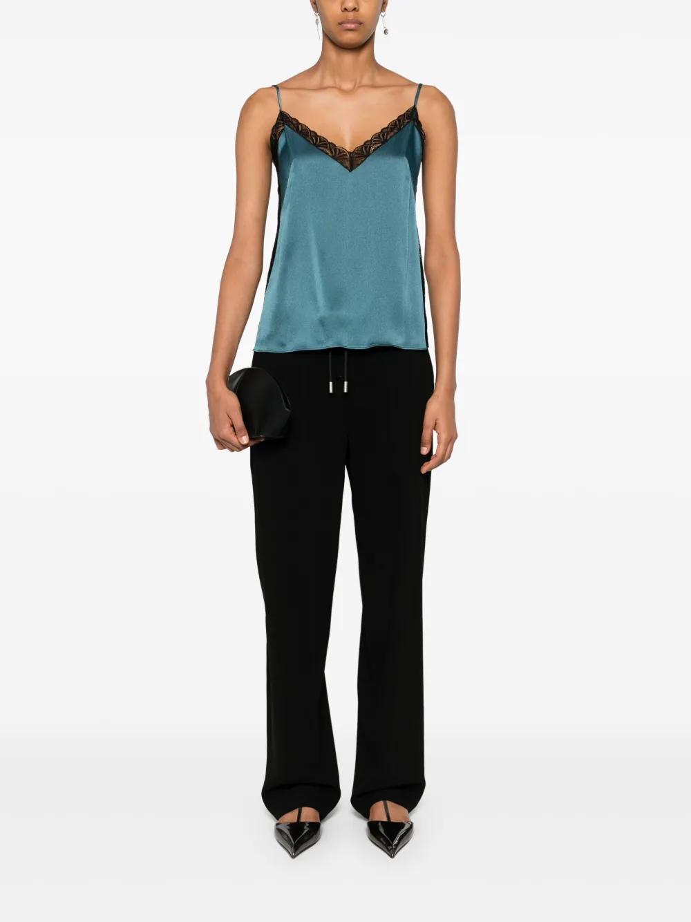 ALBERTA FERRETTI Lace-detail Satin Top In Blue Product Image