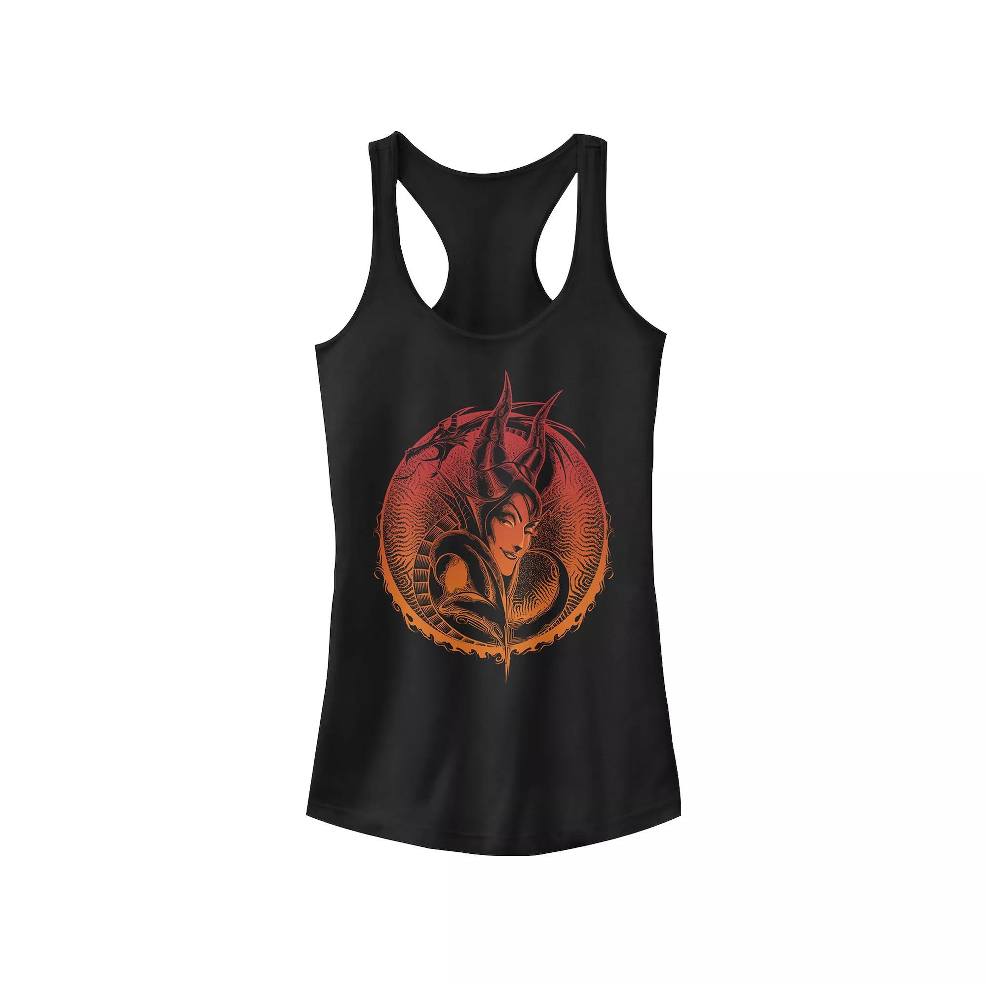 Disney Villains Sleeping Beauty Maleficent Evil Gaze Portrait Juniors' Racerback Tank Top, Girl's, Size: XL, Black Product Image