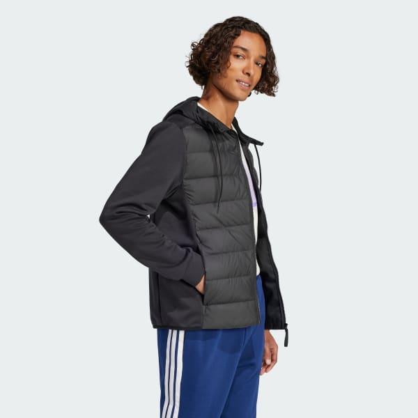 Men's adidas Essentials Down Hooded Sportswear Jacket, Size: XL, Black Product Image